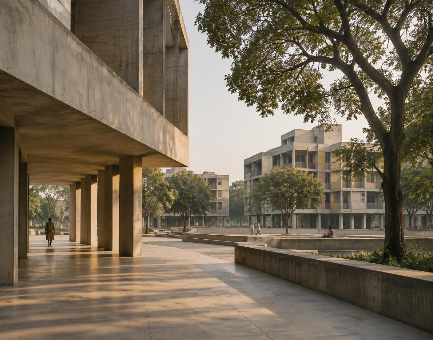Modern architecture and mature trees in Chandigarh